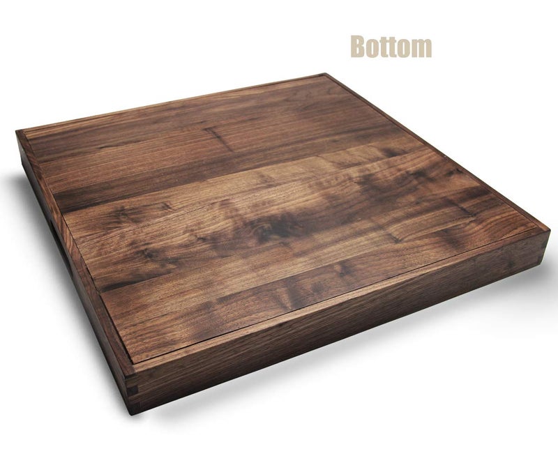 MAGIGO 19 x 19 Inches Large Square Black Walnut Wood Ottoman Tray with Handles, Serve Tea, Coffee Classic Wooden Decorative Serving Tray - Image 5